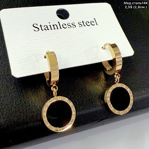 Сережки мед.сталь14К 10722 (2.8см)